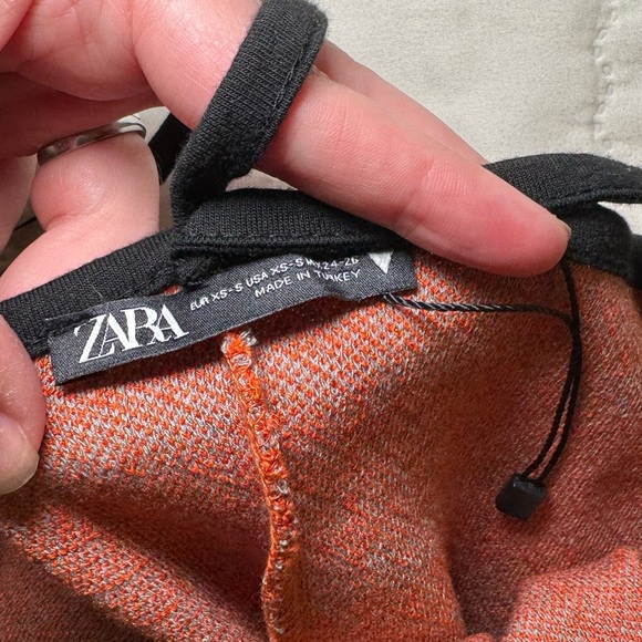 NWOT ZARA Orange Jacquard Knit Midi Bodycon Halter Dress size XS/S - Picture 5 of 5